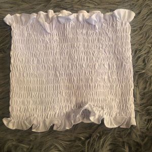 WHITE RUFFLE TUBE TOP